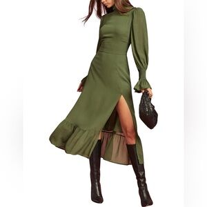 NWT! REFORMATION | Galena Long Sleeve Midi Dress | Moss | 12